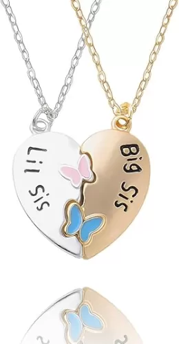 Big Little Sister Matching Necklaces for 2 Sisters Birthday Gifts from Sister Broken Heart Necklace Sisters Graduation Gifts for Women Twins Gifts from Mom Dad