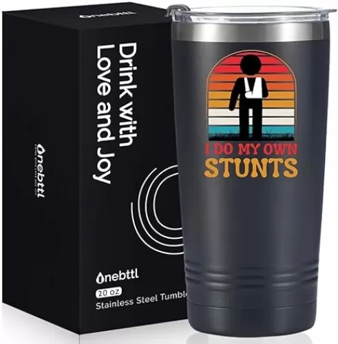 Broken Arm Gifts, Get Well Gifts for Families or Friends on Birthday and Christmas, 20 oz Insulated Stainless Steel Tumbler - I DO MY OWN STUNTS