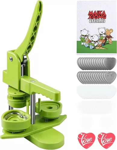 Button Maker Machine, Heart-Shaped (3rd Gen) Installation-Free, Heart Shape DIY Pin Button Maker Press Machine Kit, Badge Punch Press Machine with Free 100pcs Heart Button Parts &Magic Book