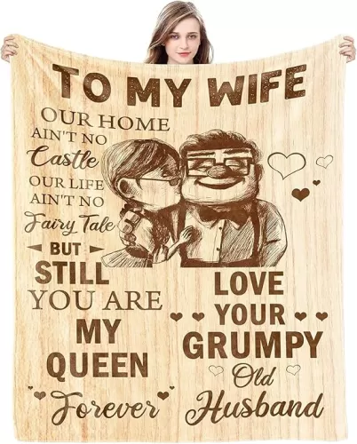 CENSIHER Gift for Wife from Husband to My Wife Blanket Wedding Anniversary Romantic Gifts for Women Birthday Christmas Valentine's Mother's Day Healing Thoughts Blanket Presents for Her