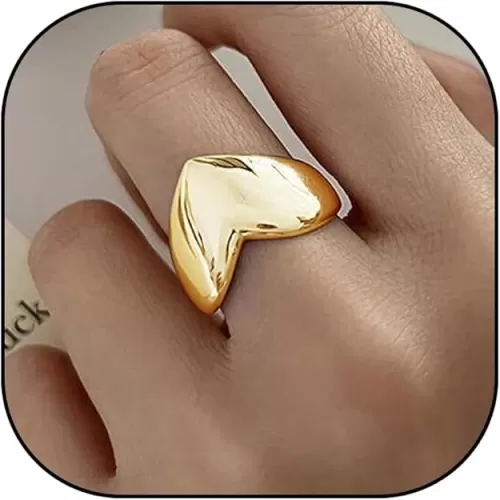 Chunky Rings for Women Gold Chunky Rings Adjustable Thick Heart Ring Trendy Jewelry Gifts 2025