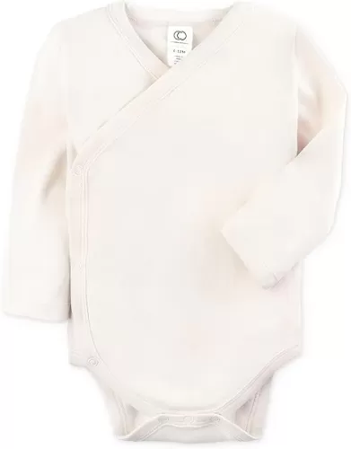Colored Organics Baby Organic Cotton Kimono Bodysuit - Long Sleeve Infant Side Snap One Piece