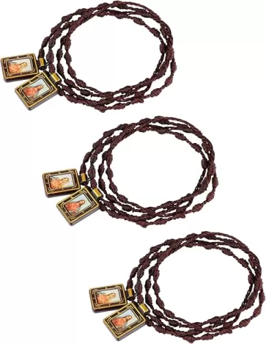 COTTVOTT Catholic Scapular Necklace Catolicos Sacred Heart of Jesus with Our Lady Mt Carmel Catholic Scapular for Men Women Christian Confirmation-3 Pack Bulk