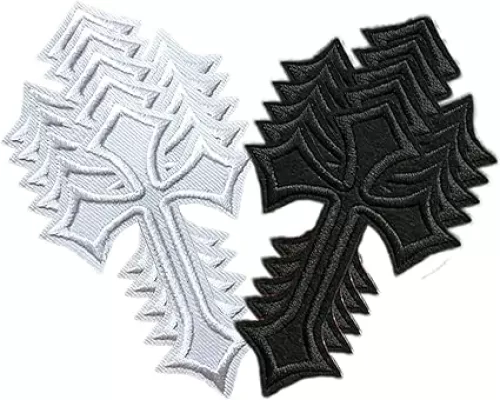 Cross Embroidered Patches Iron on Applique Ironing Badges Sewing Patch for Clothing Jackets Backpacks Jeans Supplies Decorative 10 Pcs (Style 5)