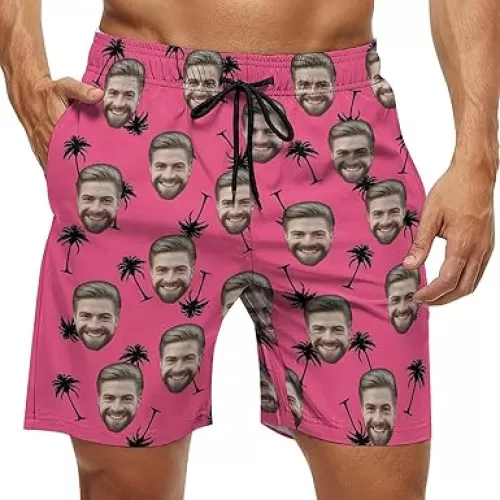 Custom Faces Men's Swim Trunks Quick Dry Beach Shorts Personalized Funny Shorts Customize Your Photo Bathing Suits
