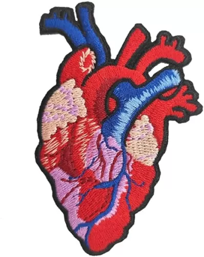 Cute-Patch Realistic Anatomical Heart Embroidered Iron On Patch, Gothic Goth Emblem