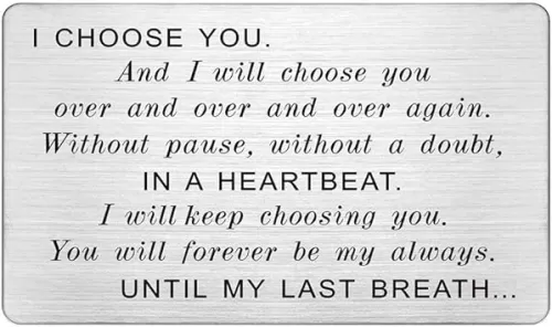 FALOGIJE Engraved Wallet Card Insert Men, Anniversary Card for Him Husband, I Choose You, Love Gifts for Husband from Wife, Groom from Bride, Romantic Gifts for Her, Fathers Day