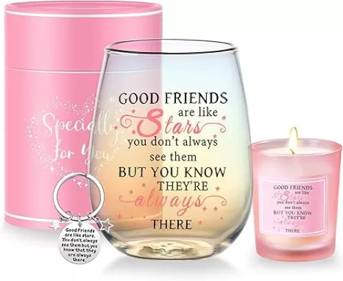 Friendship Gifts for Women Wine Glasses Drinking Personalised Birthday Gifts for Friend Men Special Friends Gift Leaving Gift for Her Colleague Best Friend
