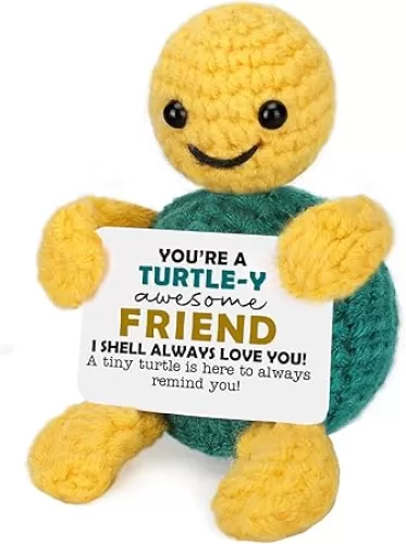 Funny Turtle Best Friend Friendship Gifts for Women, Besties BFF Birthday Gifts for Friend Men Her Him Female Male Soul Sister I Love You Cute Small Handmade Positive Crochet Animals Turtle