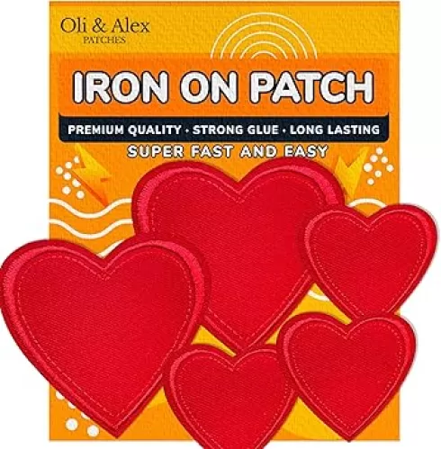 Iron On Patches - Red Heart Patch Extra Strong Glue 7 pcs Iron On Patch Embroidered Applique A-150