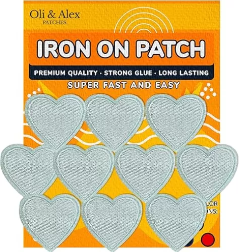 Iron On Patches - White Heart Patch 10 pcs Iron On Patch Embroidered Applique 1.26 x 1.18 inches - 3.2 x 3 cm - A-115