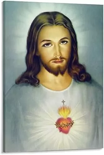 Jesus Sacred Heart Poster Decorative Painting Divine Mercy Christian Canvas Wall Art Roman Catholic Living Room Prints Home Bedroom Decor Posters Ready to Hang, 08x12inch(20x30cm)