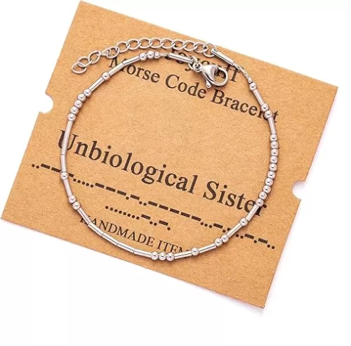 JoycuFF Inspirational Morse Code Bracelets for Women Silver Beads Jewelry Encouragement Mantra Gifts for Her
