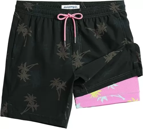 maamgic Mens Swim Trunks with Compression Liner 7 Inch Inseam Mens Bathing Suit Quick Dry Swimming Trunks Swimsuit