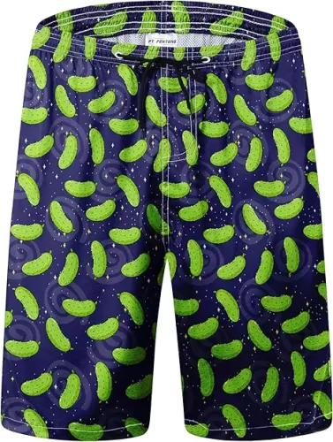 Mens Swim Trunks Quick Dry Board Shorts with Mesh Lining, Breathable Fit Hawaii Beach Shorts Swimwear Bathing Suits