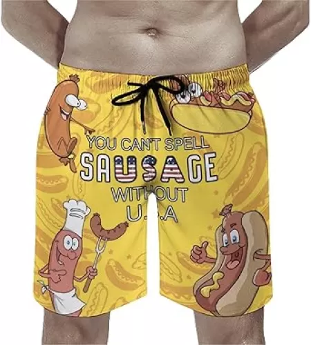 Mens Swim Trunks Quick Dry Funny Beach Board Shorts with Mesh Lining Hawaiian Swimwear Bathing Suits