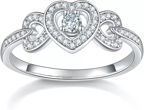 MINDDHA 14K Gold/White Gold Plated Infinity Rings Women, Heart Infinity Promise Ring, Stackable CZ Simulated Diamond Eternity Bands, Dainty Open, Minimalist Knuckle, Non Tarnish Comfort Fit – 2mm Band Size 4-12
