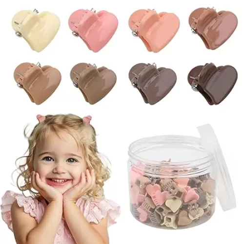 Mini Heart Hair Clips Small Hair Clips 100pcs Tiny Heart Claw Clips with Storage Box for Girls Toddlers Kids for All Hairstyles Outfits