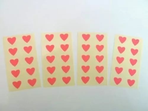 Mini Sticker Pack , Magenta Heart Shape Labels , 13X12mm , Self-Adhesive Paper Labels