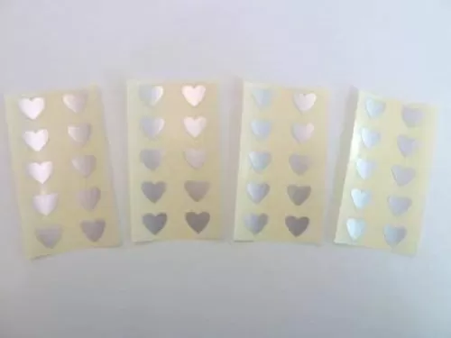 Mini Sticker Pack , Matt Silver Heart Shape Labels , 13X12mm , Self-Adhesive Paper Labels