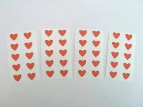 Mini Sticker Pack , Red Heart Shape Labels , 13X12mm , Self-Adhesive Paper Labels