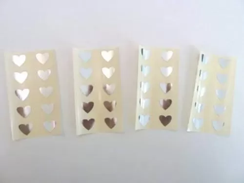 Mini Sticker Pack , Shiny Silver Heart Shape Labels , 13X12mm , Self-Adhesive Paper Labels
