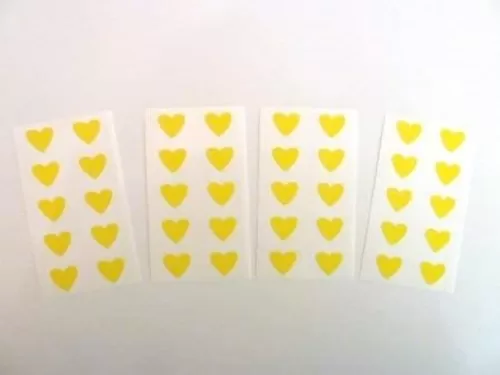 Mini Sticker Pack , Yellow Heart Shape Labels , 13X12mm , Self-Adhesive Paper Labels