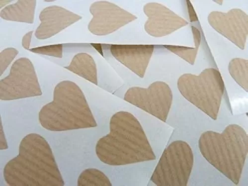 Mini Sticker Pack, Heart Shaped Light Brown, Kraft Stickers, 22X20mm Heart Self-Adhesive Labels