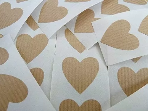 Mini Sticker Pack, Heart Shaped Light Brown, Kraft Stickers, 28X28mm Heart Self-Adhesive Labels