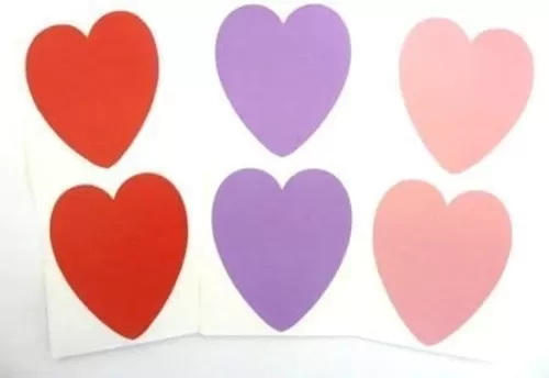 Mini Sticker Pack, Mixed Colours, 66X58mm, Heart Shape Coloured Self-Stick Paper Labels