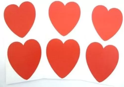 Mini Sticker Pack, Red, 66X58mm, Heart Shape Coloured Self-Stick Paper Labels