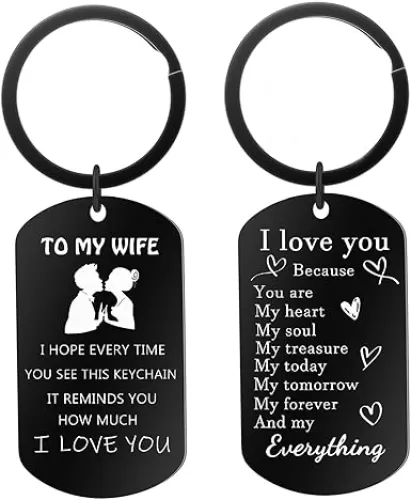 My Wife I Love You Gifts Keychain, Mother's Day Birthday Valentine's Day Romantic Gift For Her from Husband, Boyfriend