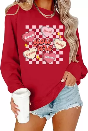 NEWWEN Valentines Sweatshirt for Women Teacher Valentine Shirts You Are Love Heart Long Sleeve Shirt Valentine Gift Tops