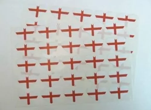 Pack Of 50 , Heart Shape 35X23mm , England Self-Stick Flag Stickers St George Cross Self-Adhesive Labels