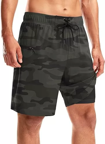 Pinkbomb Men's Swim Trunks with Compression Liner 9 Inch Quick Dry Swimsuit Swimming Swim Board Shorts for Men with Pockets