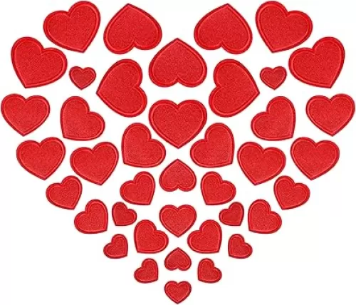 Red Heart Iron on Embroidered Patches: NICEVINYL 40pcs Heart Iron on Patches for Trucker Hats Small Sew on Cute Embroidery Applique Patch for Backpacks Clothing