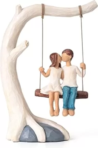 Romantic Couple Swing Statue.Kissing Sculpture Anniversary Wedding Gifts for couple, Valentine's Day and birthday Gifts for Wife or Girlfriend.Sweet Home Decoration. Conveying Love's Romance and Warmth