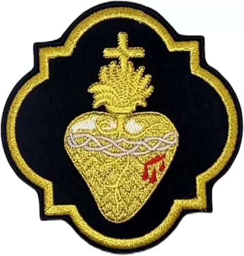 Sacred Heart Patch (4.7 Inch) Black Velvet Iron-on or Sew-on Badge Catholic Vestment Church Symbol Christian Liturgical Emblem Gift Patches