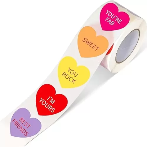 SANNIX 500 PCS Heart Stickers Roll for Valentine