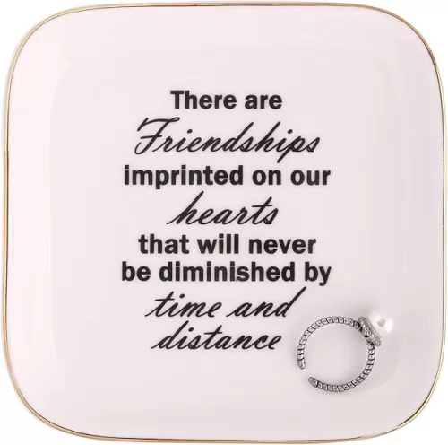 Scwhousi Ring Dish Jewelry Tray for Friend Mom Sister Maid of Honor, Birthday Mother's Day Christmas Gifts
