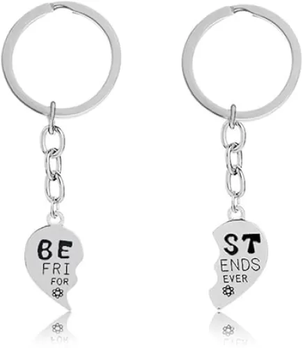 ShiQiao Spl Best Friends Forever Keychain Charm Key Ring Broken Heart-shaped Puzzle BFF Friendship Best Friends Gifts Matching Keychain Birthday Christmas Gifts