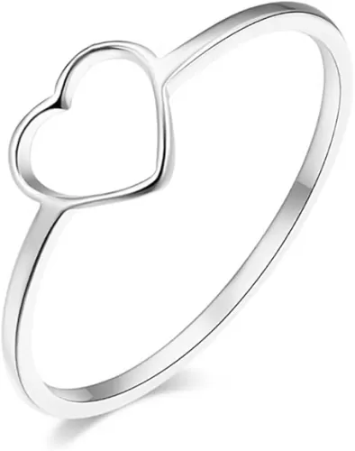 Stainless Steel Simple Cute Love Heart Classical Plain Stacking Band Statement Wedding Promise Ring For Women