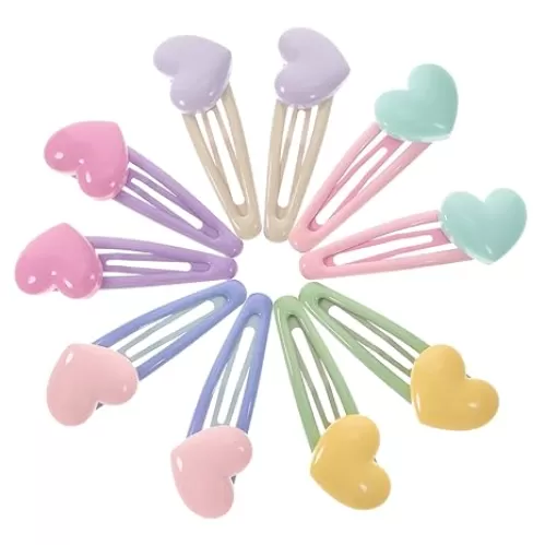 Toyvian 10pcs Colorful Heart Hair Clips of Decorative Snap Barrettes for All Hairstyles for Girls and Women Daily Wear Festivals Birthdays and Special Occasions