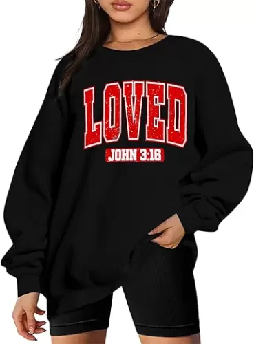 UNIQUEONE Valentines Sweatshirts for Women Love Sweatshirt Love Heart Graphic Pullover Cute Holiday Crewneck Long Sleeve Tops