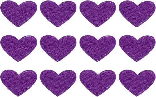 uxcell 12Pcs Iron on Heart Patches, Sew on Small Heart Embroidered Patches, Decorative Repair Patch Applique for DIY Crafts Backpacks Bags Hats Clothes, 25mm Purple