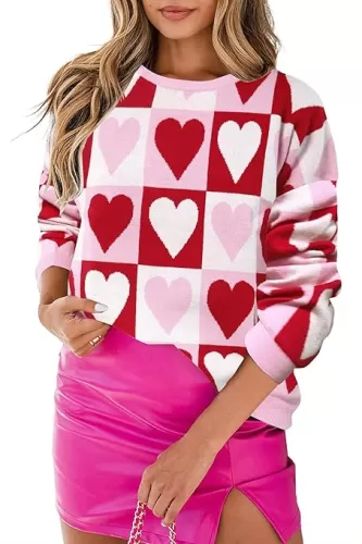Valentines Sweater Women Love Heart Graphic Valentine