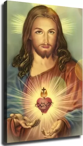 VhoMes Catholic Image Sacred Heart of Jesus Poster Home Wall Art Decor Canvas Painting HD Picture Print Bedroom Living Room Decor (Unframed, 08×12inch)
