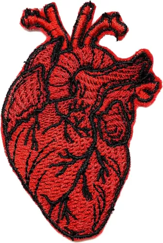 X-Ray Anatomical Heart Embroidered Patch Iron On Sew On (Made in USA) (5.52 x 3.68 Inch)