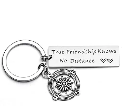 YEEQIN Friends Leaving Keychain - Long Distance Friendship Best Friend Gift - Goodbye Farewell for Friend (Style - True Friendship)
