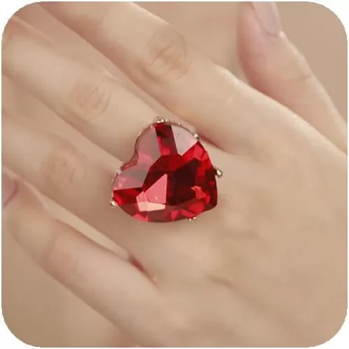 YERTTER Multi Color Crystal Thick Heart Shape Ring Women Statement Vintage Ring Adjustable Chic Rhinestone Band Ring for Wedding Women Brides
